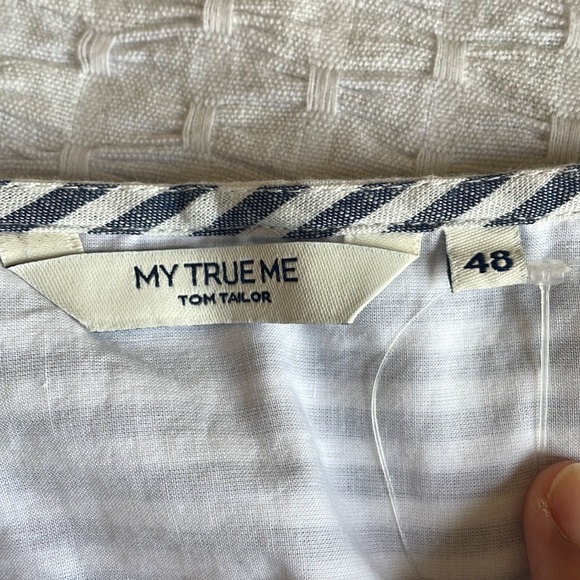 Midi Cotton Striped summer dress with a belt - Picture 4 of 6